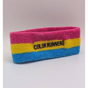 Color Runner 2014 Headband Blue Pink Yellow Rainbow Colorful Sweat Band Running